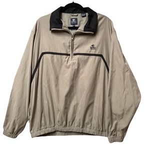 Pebble Beach XL Wind/Water Resistant Golf Pullover Jacket Quarter Zip Khaki Mens